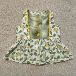 Marie Nicole Green Yellow Gingham Floral Lemon Top 12/18 Months